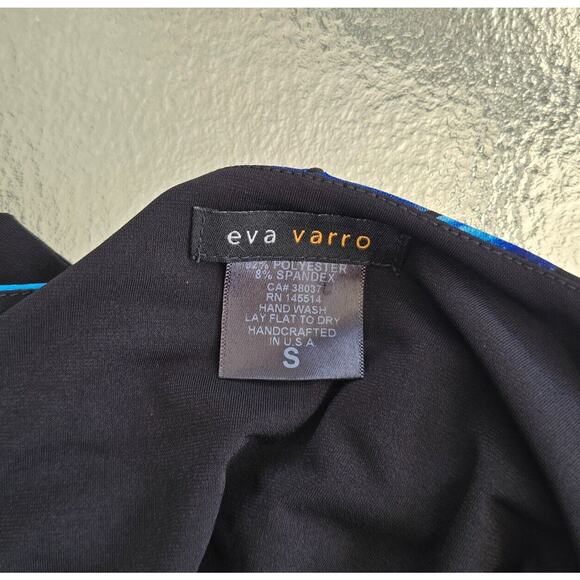 Eva Varro Stretch Scoop Neck Abstract Art Asymmetric Blouse Size S - Picture 9 of 10